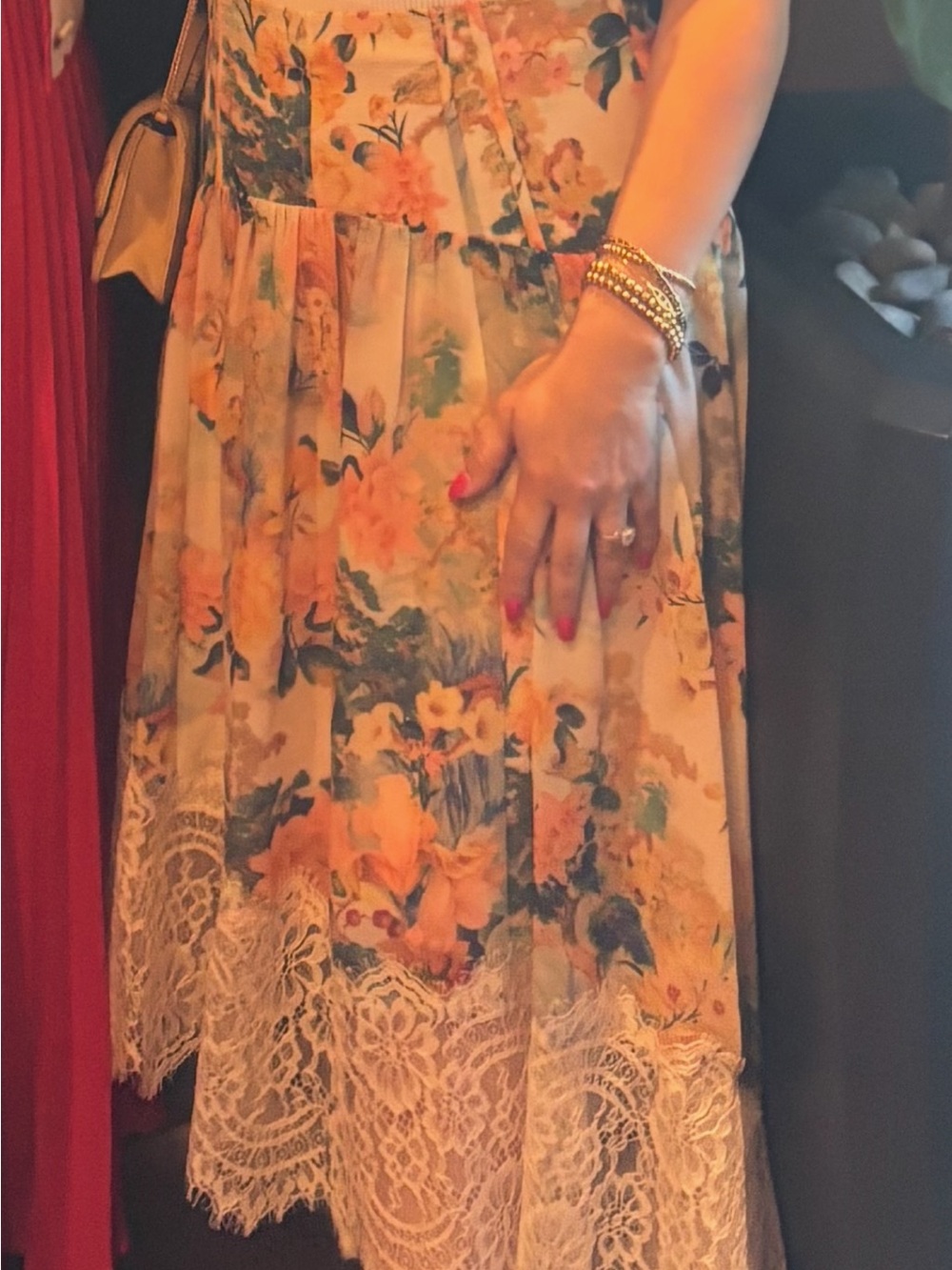 Anthropologie Floral skirt in Cream, Peach, Yellow and Blue